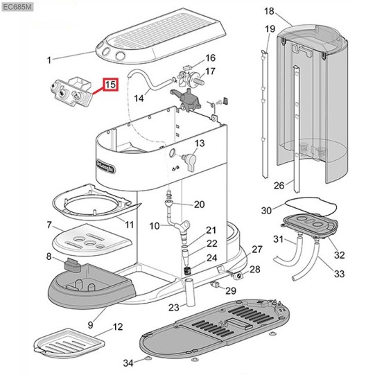 DeLonghi vadības plate displejs EC68*