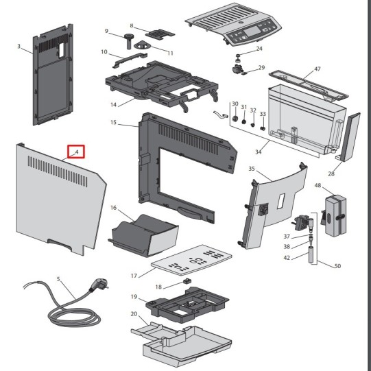 Delonghi korpusa daļa, kreisa puse ECAM510.55.M