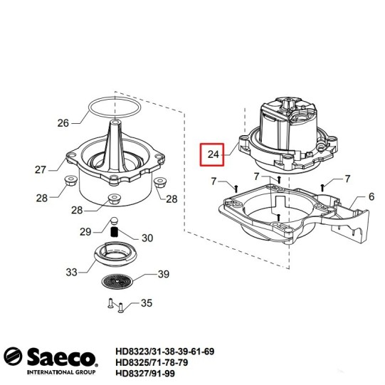 Saeco Philips sildelementa augšeja daļa 230 V Poemia