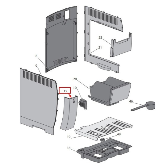 DeLonghi frontālais panelis melns kreisa puse, ECAM 350.55.B