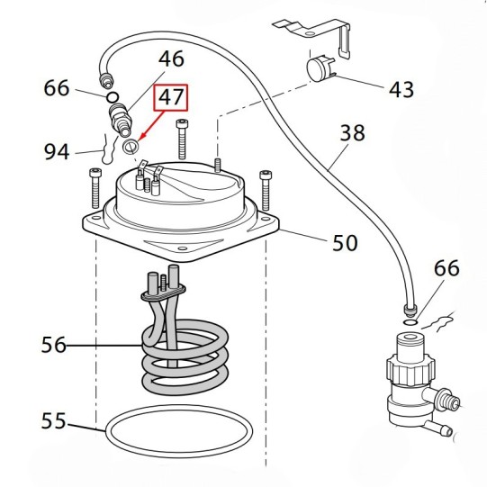 DeLonghi vara blīve savienotāja sildelementa EC